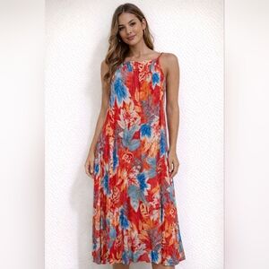 Easel Vibrant Sleeveless Floral Hawaiian Maxi Dress